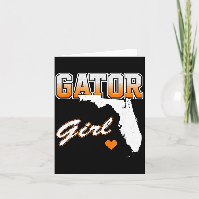 Gator Girl Florida Heart Map Souvenir Gift For Wom Card (Front)