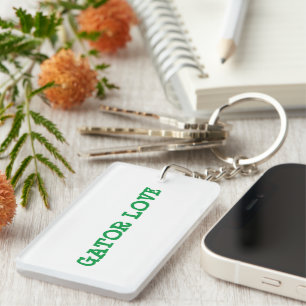 Gator Love Green Text Keychain