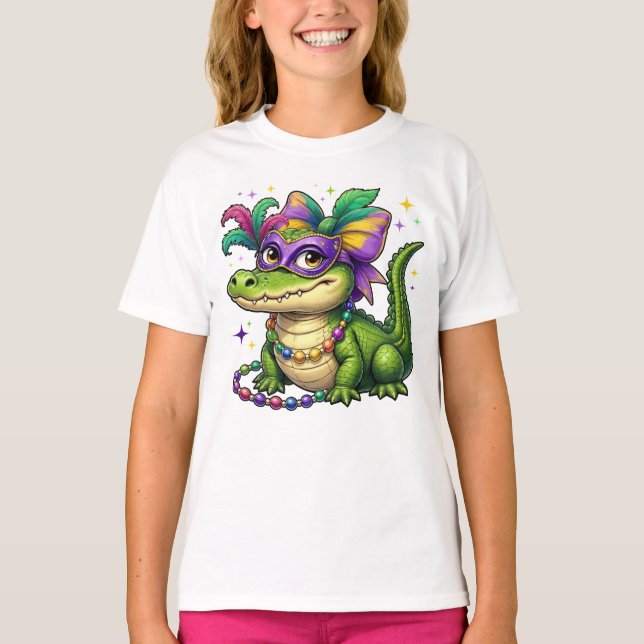 Gator Mardi Gras, Mardi Gras Alligator T-Shirt (Front)