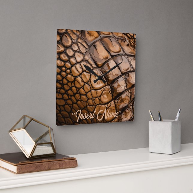 Gator Texture Square Wall Clock (Office)