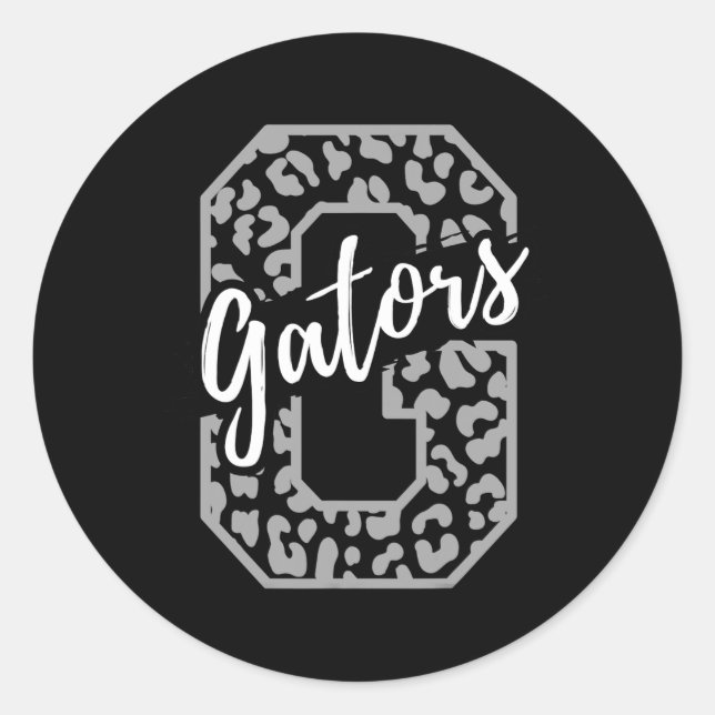 Gators Mascot School Sports Fan Team Spirit Heart  Classic Round Sticker (Front)