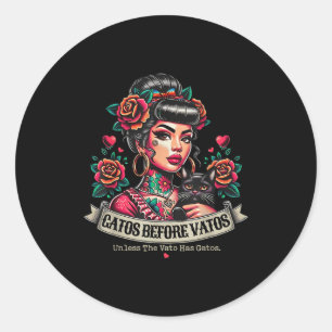 Gatos before vatos classic round sticker