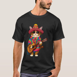 Gatos Before Vatos Mexican Cat Poncho Fiesta Cinco T-Shirt