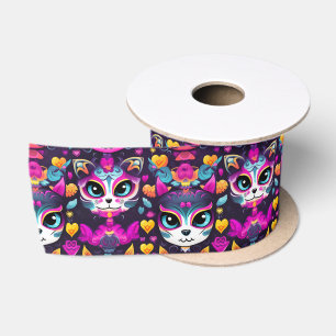 😻Gatos de Muertos Fiesta Satin Ribbon
