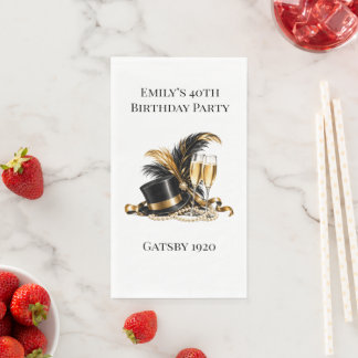 Gatsby 1920 Black & Gold Birthday Party Napkin