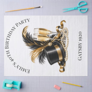 Gatsby 1920 Black & Gold Birthday Party Tissue Paper