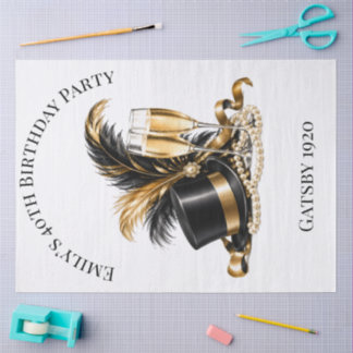 Gatsby 1920 Black & Gold Birthday Party Tissue Paper