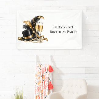 Gatsby 1920 Black & Gold Birthday Party Welcome Banner