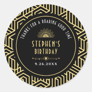 Gatsby 1920s Art Deco Birthday Party Thank You Classic Round Sticker