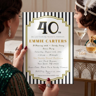 Gatsby 40th Birthday Fancy Dress Invitation Card