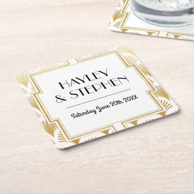 Gatsby Art Deco 1920's Coasters Wedding Party (Angled)