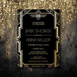Gatsby Art Deco Black and Gold Baby Shower