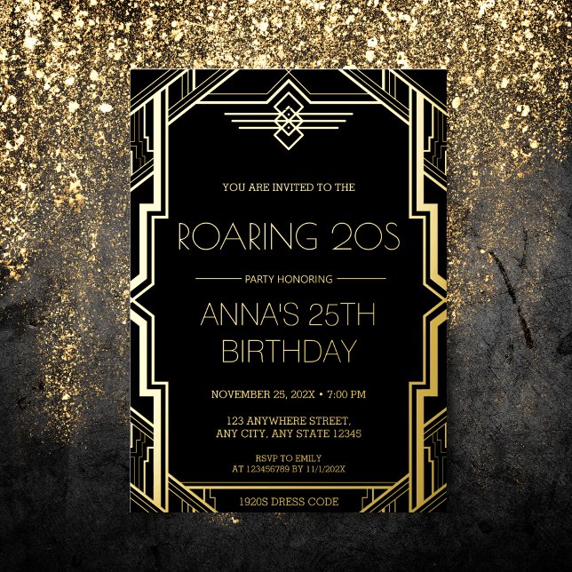 Gatsby Art Deco Black and Gold Birthday Party (Creator Uploaded)