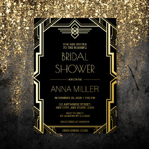 Gatsby Art Deco Gold and Black Bridal Shower