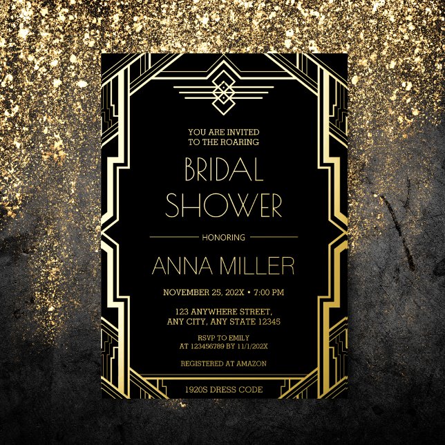 Gatsby Art Deco Gold and Black Bridal Shower (Creator Uploaded)
