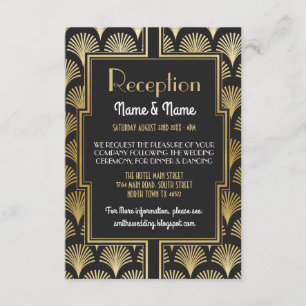 Gatsby Art Deco Gold Wedding Reception Cards Fan