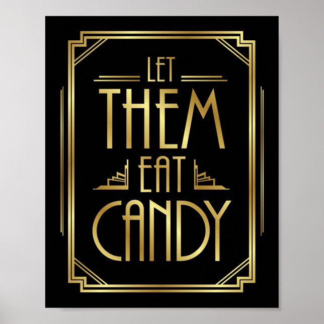 Gatsby Art Deco LET THEM EAT CANDY Sign Print (Front)
