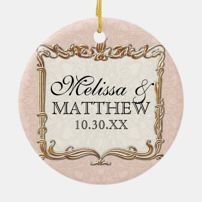 Gatsby Art Deco Nouveau Lace Faux Gold Tulip Ceramic Tree Decoration (Back)