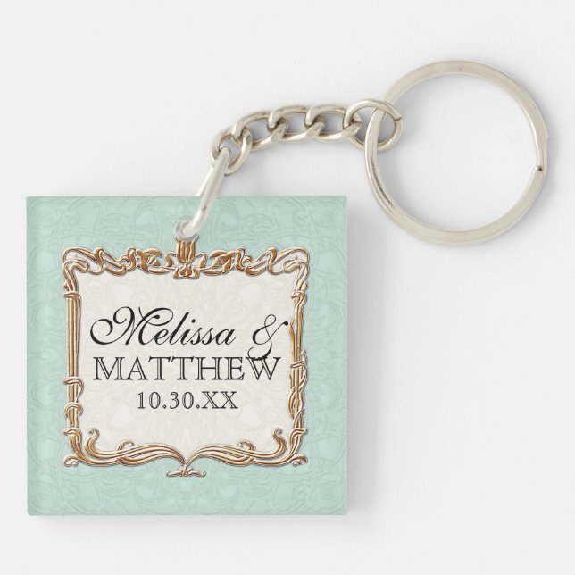 Gatsby Art Deco Nouveau Lace Faux Gold Tulip Key Ring (Back)