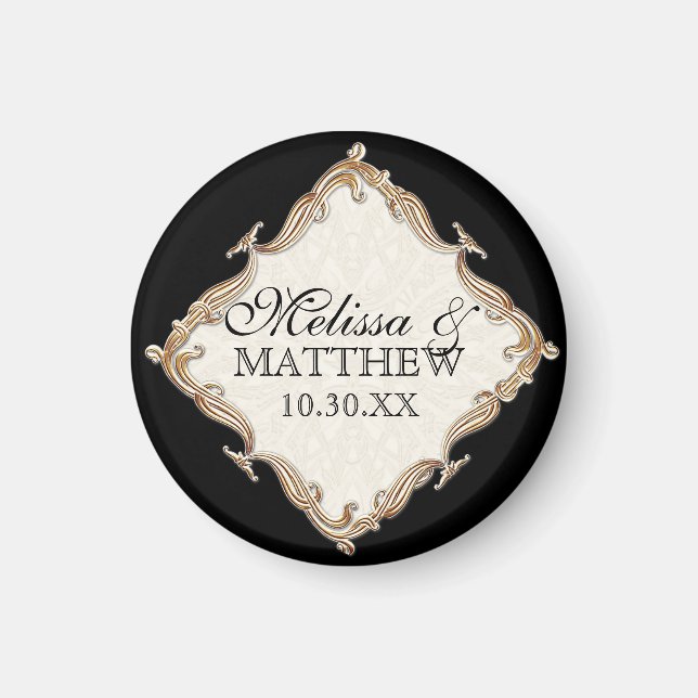 Gatsby Art Deco Nouveau Lace Faux Gold Tulip Magnet (Front)