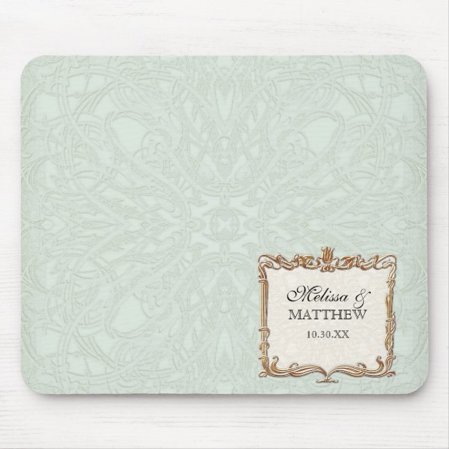 Gatsby Art Deco Nouveau Lace Faux Gold Tulip Mouse Mat (Front)