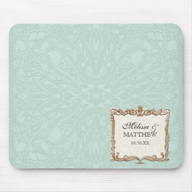 Gatsby Art Deco Nouveau Lace Faux Gold Tulip Mouse Mat (Front)