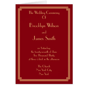 Gatsby Art Deco Red Wedding Program Note Cards