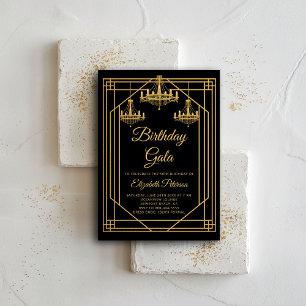 Gatsby Art Deco Roaring 20s Chandeliers Birthday Invitation