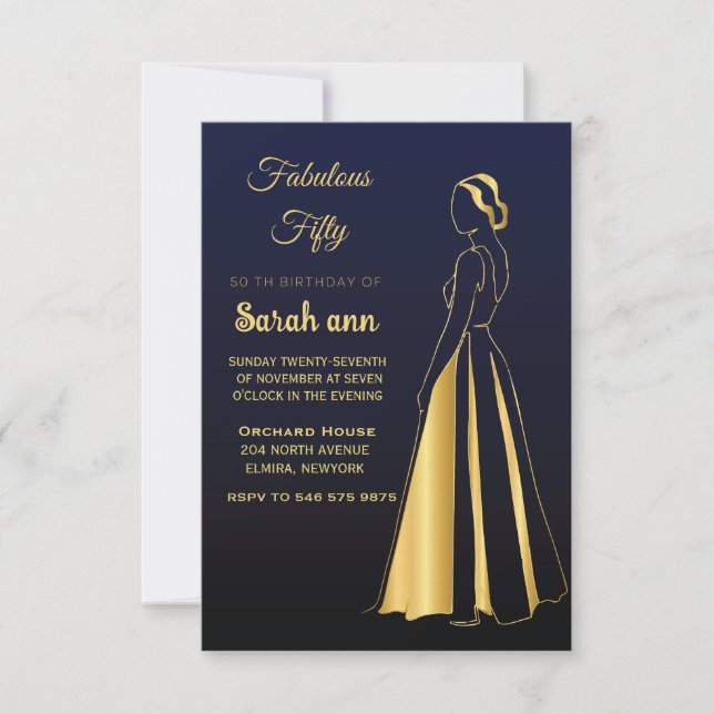 Gatsby Art Deco Style 50th B'day invitation  (Front)