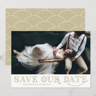 Gatsby Art Deco Typography Gold Save the Date