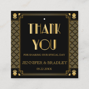 Gatsby Art Deco Wedding Favour Tag Custom Colour