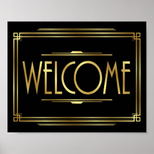 Gatsby Art Deco WELCOME Sign Print