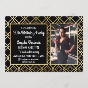 Gatsby Birthday Party 1920's Roaring Gold Invite