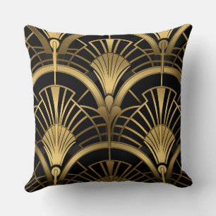 Gatsby - Black and Gold Art Deco Cushion