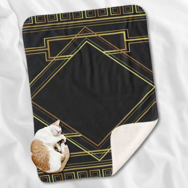 gatsby black and gold geometric pattern art deco sherpa blanket (gatsby black and gold geometric pattern art deco sherpa blanket)