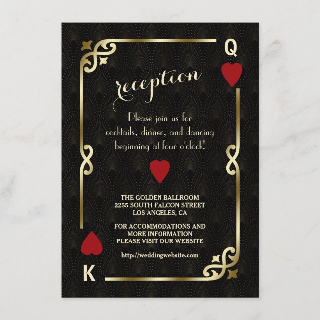 Gatsby Casino Las Vegas Poker Wedding Reception Enclosure Card (Front)