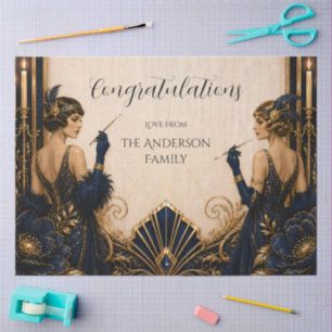 Gatsby flapper girls art deco wedding decoupage tissue paper
