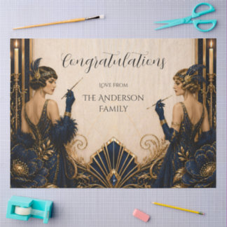 Gatsby flapper girls art deco wedding decoupage tissue paper