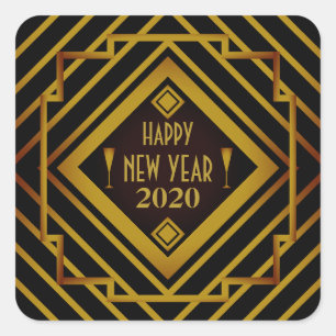 Gatsby Gold 1920's Happy New Year Square Sticker