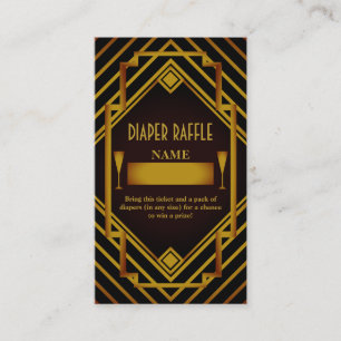 Gatsby Gold 2020's Baby Shower Diaper Raffle Enclosure Card