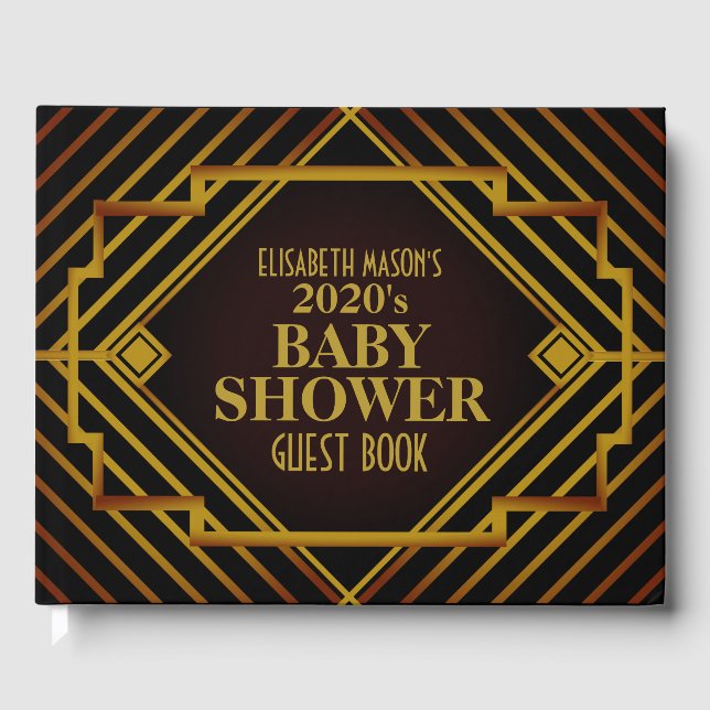 Gatsby Gold 2020's Baby Shower Guest Book (Front)