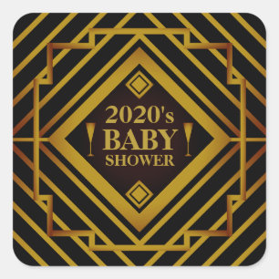 Gatsby Gold 2020's Baby Shower Square Sticker