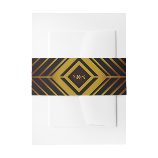 Gatsby Gold 2020's Wedding Invitation Belly Band (Front Example)