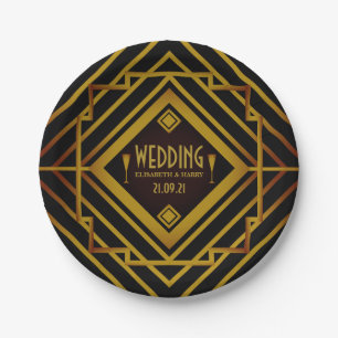 Gatsby Gold 2020's Wedding Paper Plate