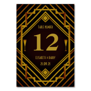 Gatsby Gold 2020's Wedding Table Number