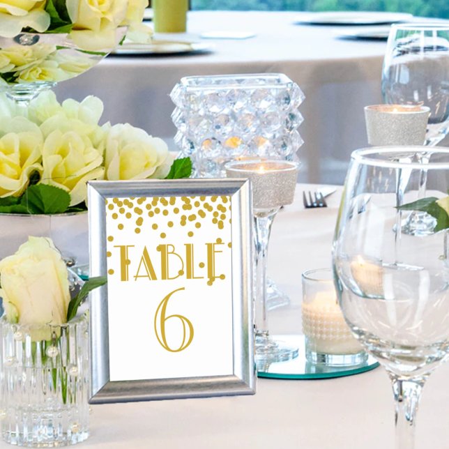 Gatsby Gold Polka Dot Reception Glitz Party Table Number (Creator Uploaded)