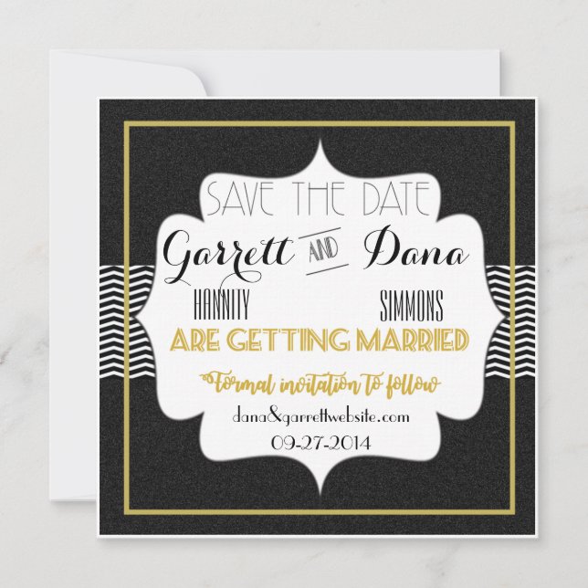 Gatsby Gold Wedding Suite Bridal Party Save The Date (Front)