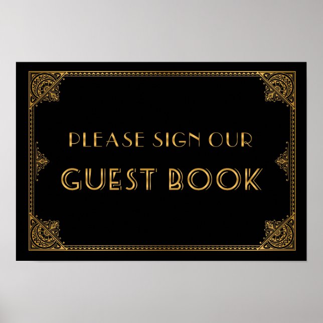 Gatsby inspired wedding sign Guest Book (Front)