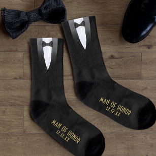 Gatsby Man Of Honour Wedding Funny Tuxedo Black Socks