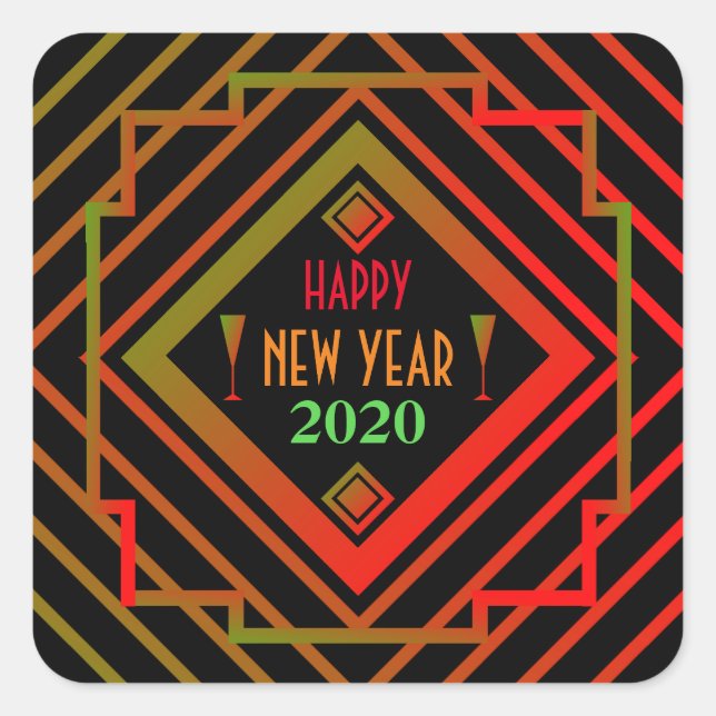 Gatsby Miami 1920's Happy New Year Square Sticker (Front)